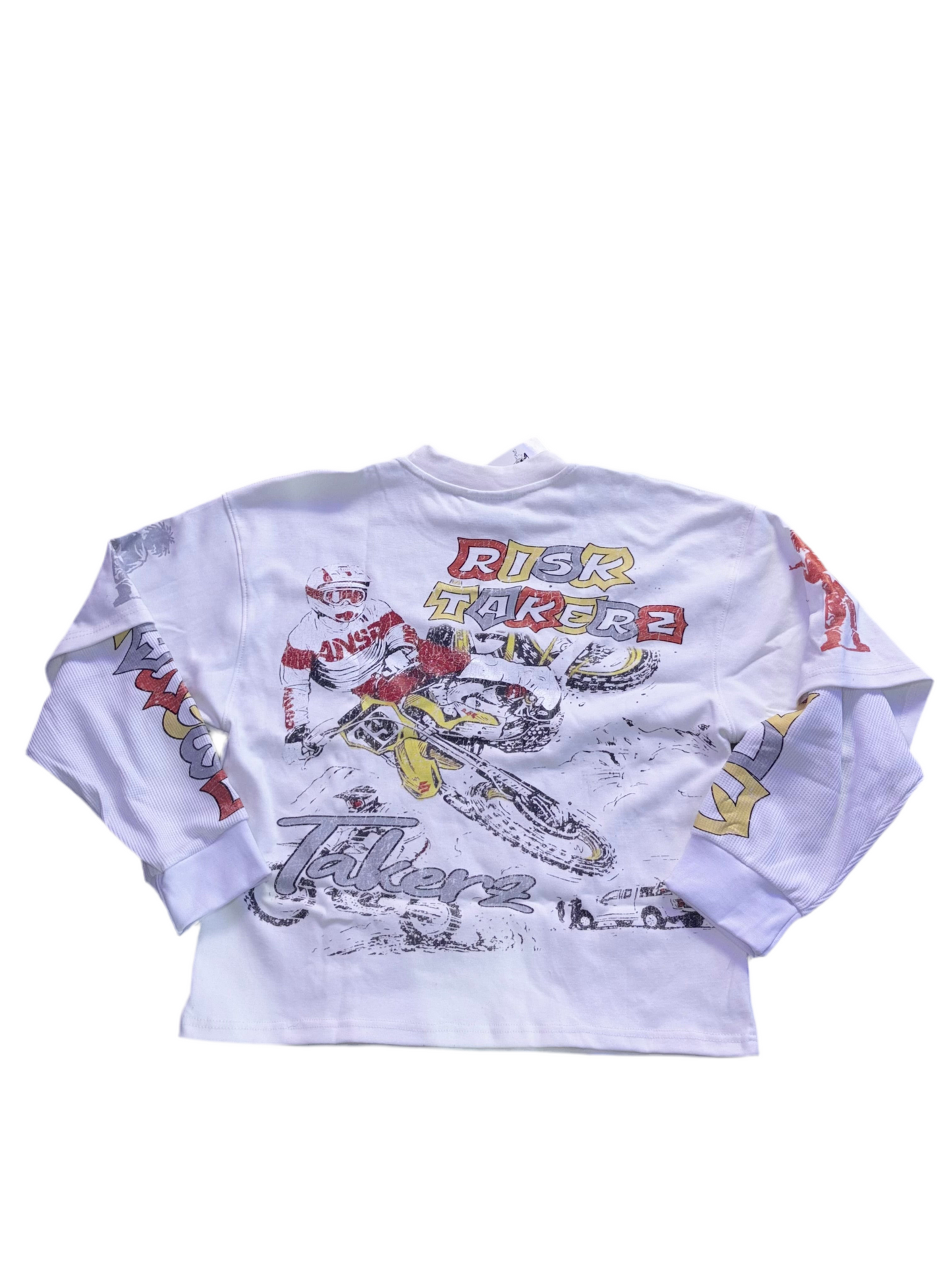 “ White “ MOTOSPORT Doubled Sleeved Tee